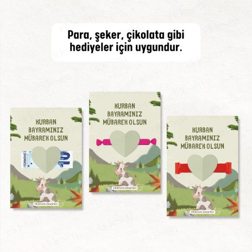 12 Adet Bayram Tebrik ve Harçlık Kartı resmi