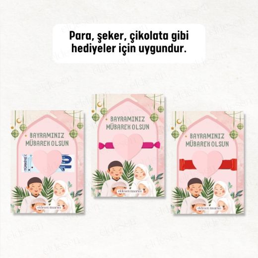 12 Adet Bayram Tebrik ve Harçlık Kartı resmi