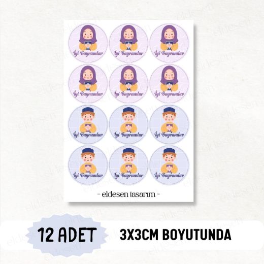 12 Adet Bayram Tebrik Etiketi resmi