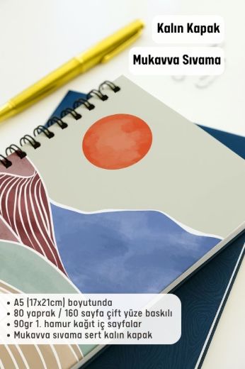 Kahverengi Boho Kalın Kapaklı A5 Defter resmi