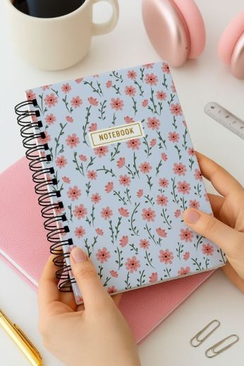 Pembe Çiçekli Kalın Kapaklı A5 Defter resmi