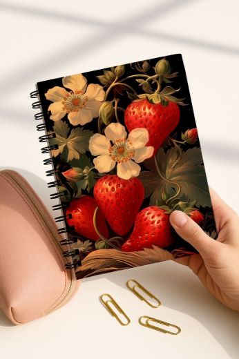 Çilekli 4'lü Okul Defter Seti resmi