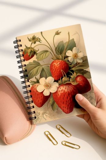 Çilekli 4'lü Okul Defter Seti resmi