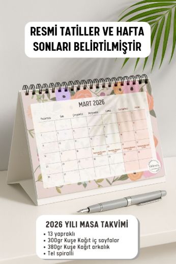 Pamuk Şeker 2026 Yılı Aylık Masa Takvimi Spiralli A5 resmi