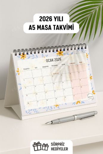 Sarı Papatya 2026 Yılı Aylık Masa Takvimi Spiralli A5 resmi