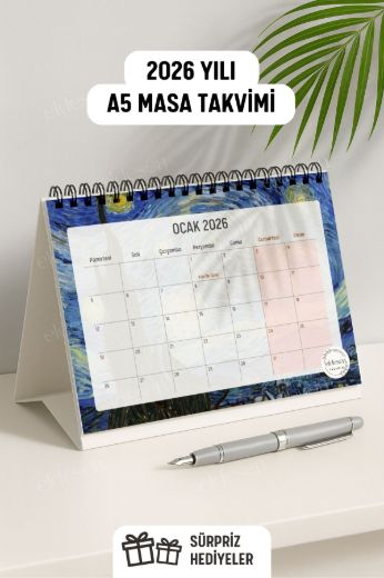 Van Gogh 2026 Yılı Aylık Masa Takvimi Spiralli A5 resmi