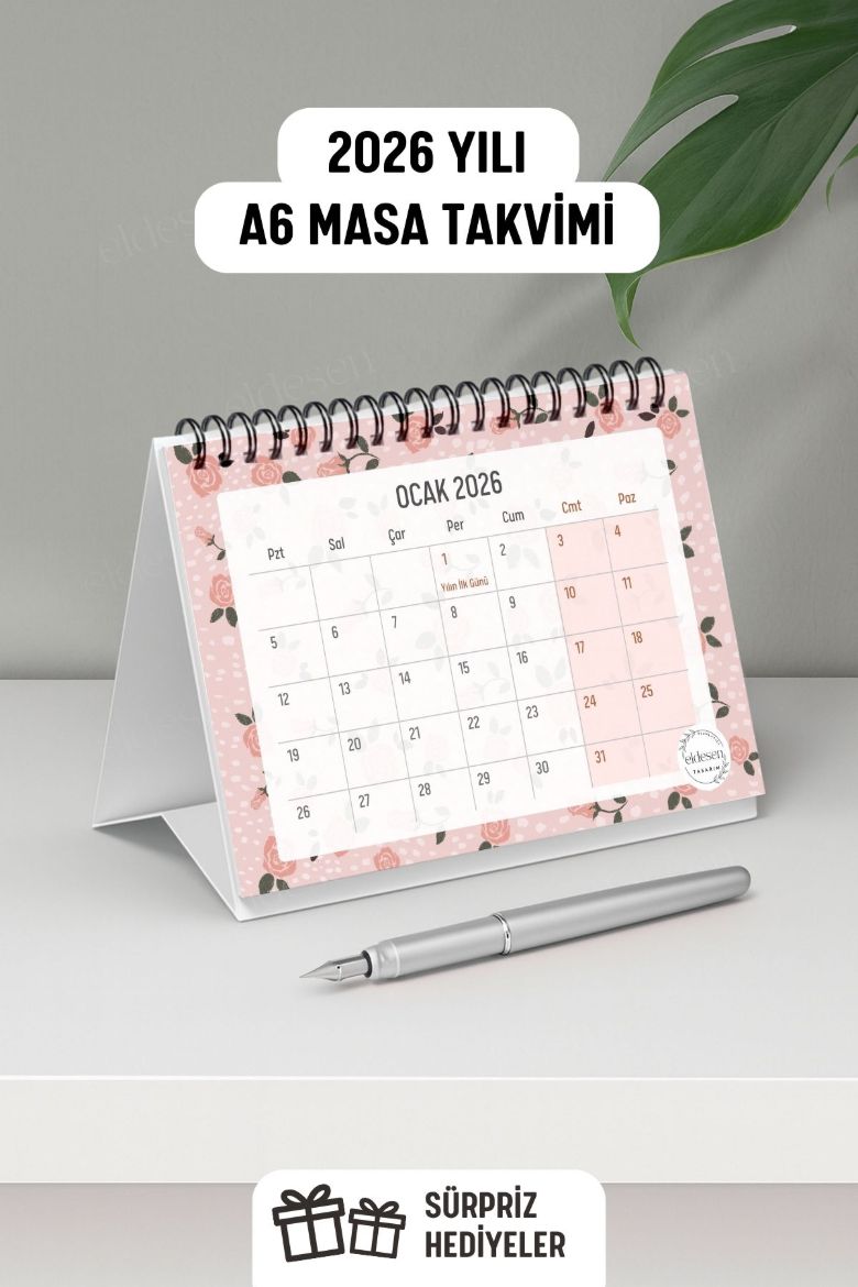 Pembeli 2026 Yılı Aylık Masa Takvimi Spiralli A6 resmi