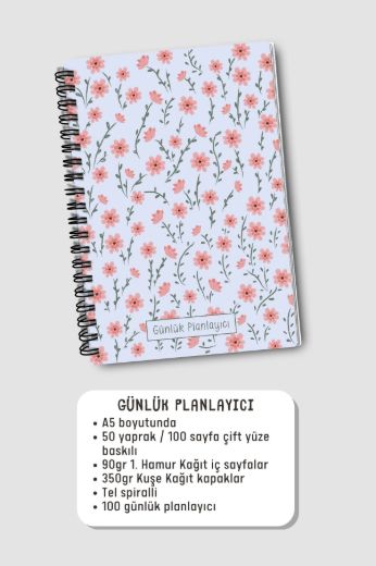 Pembe Çiçekli 3'lü Planlama Seti resmi