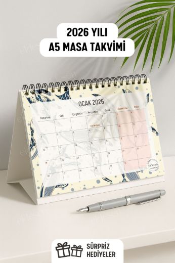 Balinalar 2026 Yılı Aylık Masa Takvimi Spiralli A5 resmi