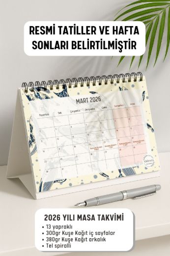 Balinalar 2026 Yılı Aylık Masa Takvimi Spiralli A5 resmi