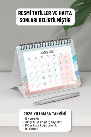 Turuncu Boho 2026 Yılı Aylık Masa Takvimi Spiralli A6 resmi