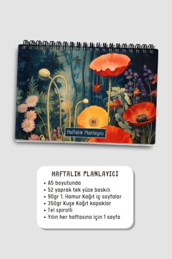 Koyu Çiçekli 3'lü Planlama Seti resmi