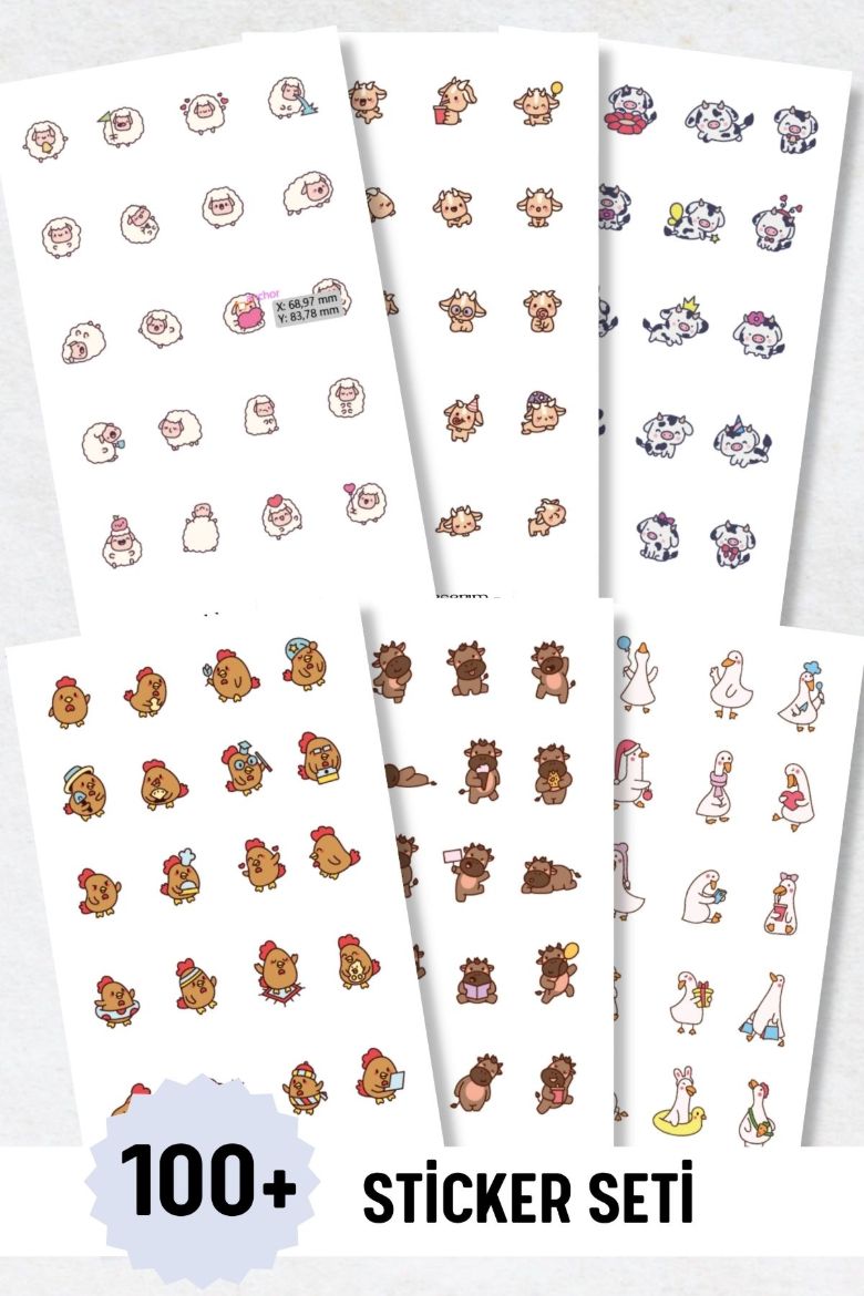 Çiftlik Hayvan 6'lı Sticker Seti resmi