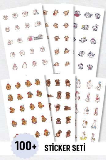 Çiftlik Hayvan 6'lı Sticker Seti resmi