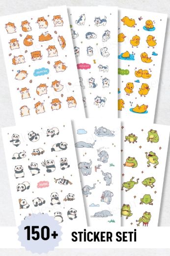 Hayvanlar 6'lı Sticker Seti resmi