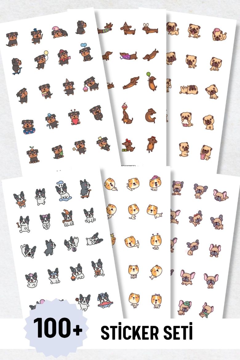 Köpekler 6'lı Sticker Seti resmi