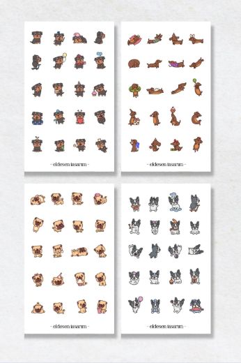 Köpekler 6'lı Sticker Seti resmi
