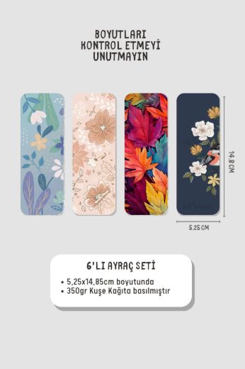 Altın Çiçek Kitap Ayracı Seti, 5.2 x 14.8 cm İnce resmi