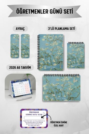 Badem Ağacı 3'lü Planlama Seti ve A6 Takvim / Öğretmenler Günü resmi