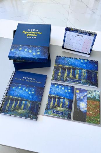 Van Gogh Ren Nehri’nde Yıldızlı Bir Gece Kutulu Öğretmenler Günü Seti resmi