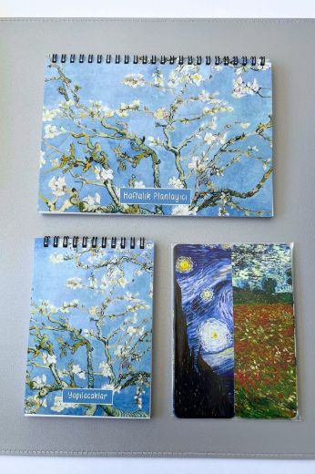 Van Gogh Çiçek Açan Badem Ağacı Kutulu Öğretmenler Günü Seti resmi
