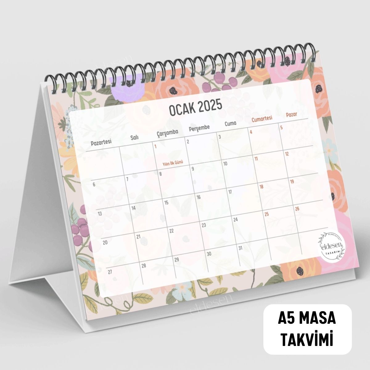 Pamuk Şeker 2025 Yılı Aylık Masa Takvimi Spiralli A5 resmi