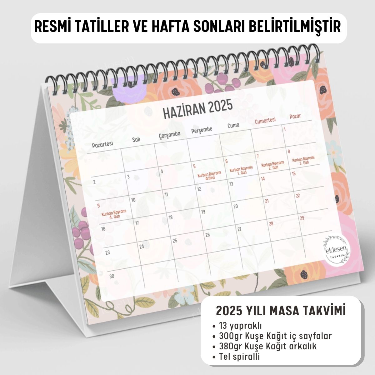 Pamuk Şeker 2025 Yılı Aylık Masa Takvimi Spiralli A5 resmi