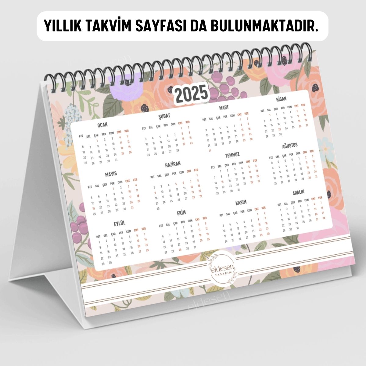 Pamuk Şeker 2025 Yılı Aylık Masa Takvimi Spiralli A5 resmi