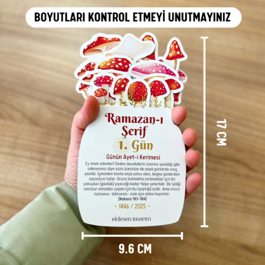 Ramazan Takvimi, Günün Ayet-i Kerimesi, 15 Yapraklı Arkalı Önlü Tasarım, Ahşap Tutuculu resmi