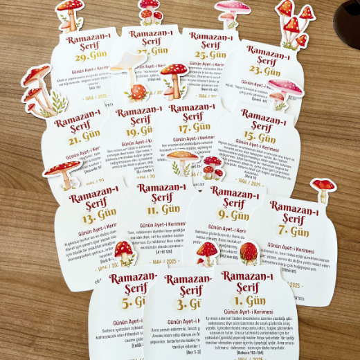 Ramazan Takvimi, Günün Ayet-i Kerimesi, 15 Yapraklı Arkalı Önlü Tasarım, Ahşap Tutuculu resmi