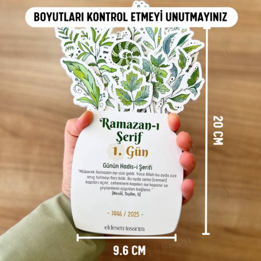 Ramazan Takvimi, Günün Ayet-i Kerimesi, 15 Yapraklı Arkalı Önlü Tasarım, Ahşap Tutuculu resmi