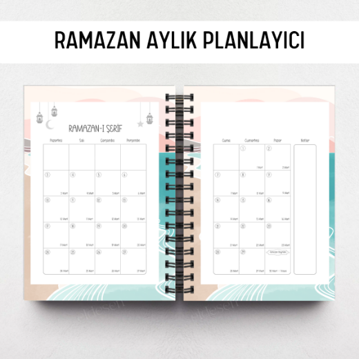 Pembe Boho Ramazan Ajandası, Oruç, Hatim, Teravih, Günlük ve Aylık Planlayıcı resmi