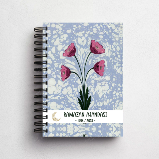Mavi Ebru Ramazan Ajandası, Oruç, Hatim, Teravih, Günlük ve Aylık Planlayıcı resmi
