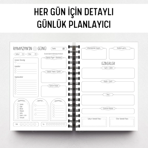 Mavi Ebru Ramazan Ajandası, Oruç, Hatim, Teravih, Günlük ve Aylık Planlayıcı resmi