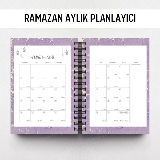 Mor Ebru Ramazan Ajandası, Oruç, Hatim, Teravih, Günlük ve Aylık Planlayıcı resmi