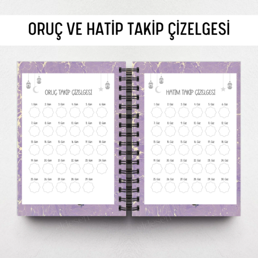 Mor Ebru Ramazan Ajandası, Oruç, Hatim, Teravih, Günlük ve Aylık Planlayıcı resmi