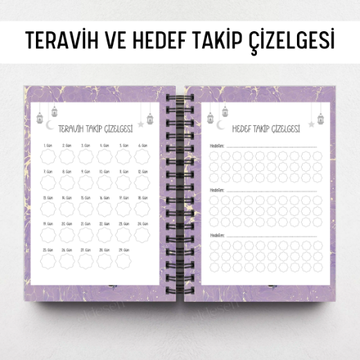 Mor Ebru Ramazan Ajandası, Oruç, Hatim, Teravih, Günlük ve Aylık Planlayıcı resmi