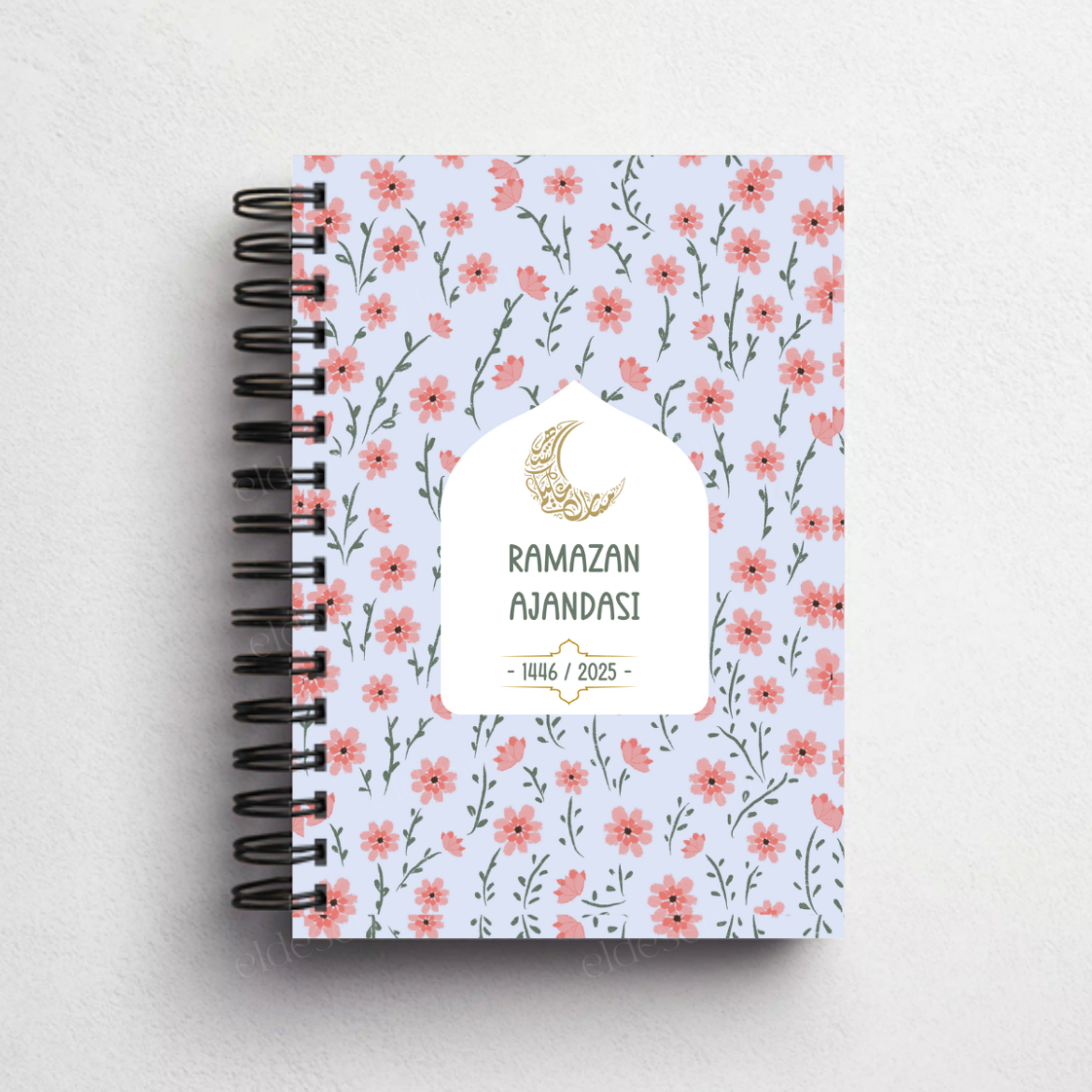 Mavi Çiçekli Ramazan Ajandası, Oruç, Hatim, Teravih, Günlük ve Aylık Planlayıcı resmi