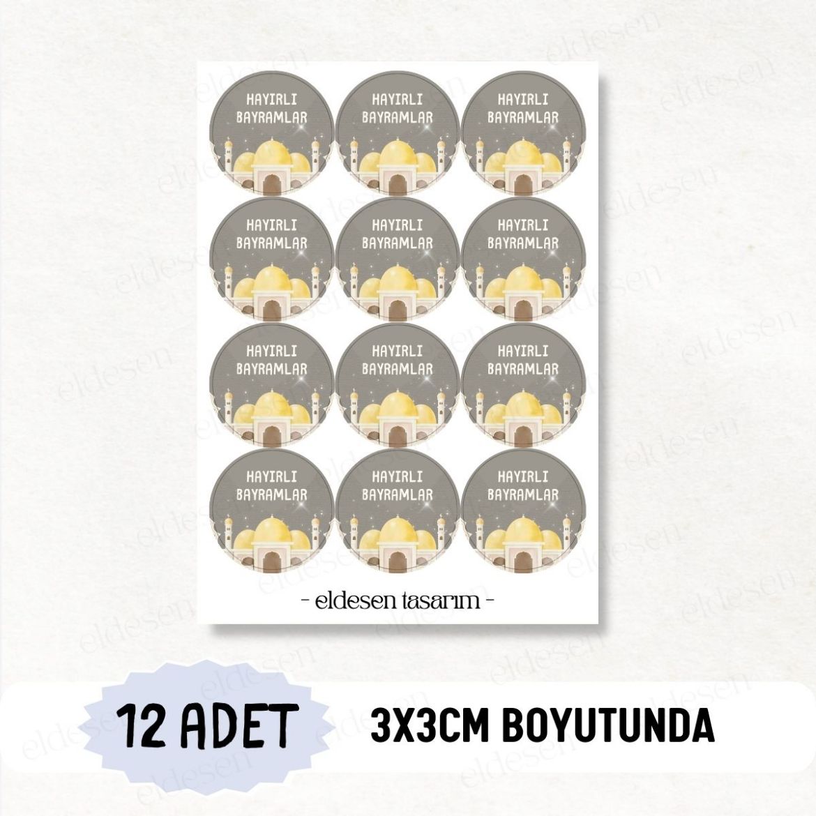 12 Adet Bayram Tebrik Etiketi resmi