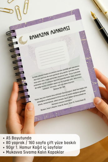 Mor Ebru Ramazan Ajandası, Oruç, Hatim, Teravih, Günlük ve Aylık Planlayıcı resmi
