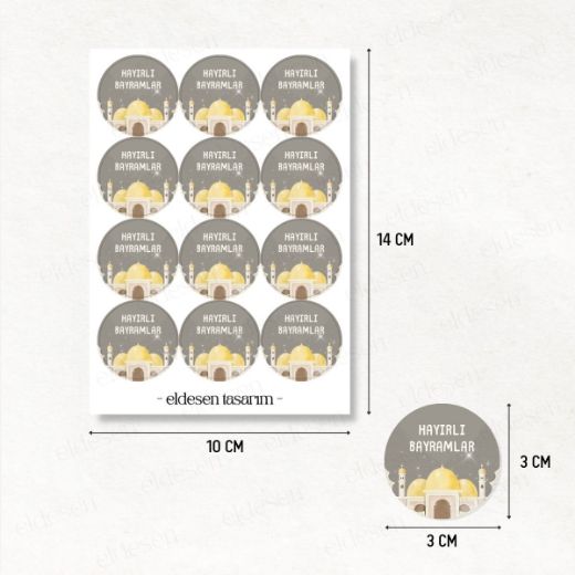12 Adet Bayram Tebrik Etiketi resmi