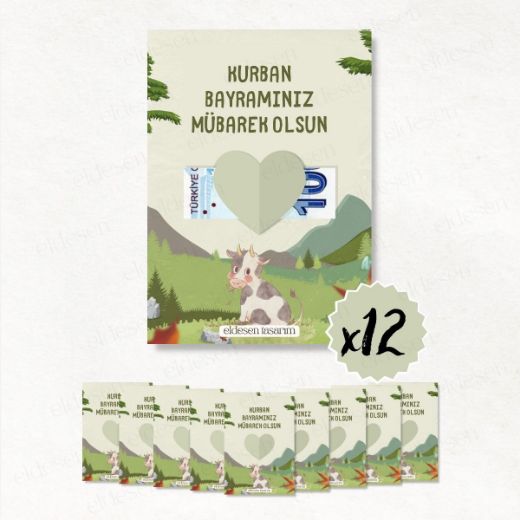 12 Adet Bayram Tebrik ve Harçlık Kartı resmi