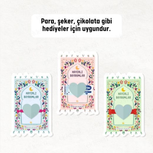 12 Adet Bayram Tebrik ve Harçlık Kartı resmi