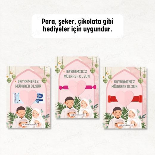 12 Adet Bayram Tebrik ve Harçlık Kartı resmi