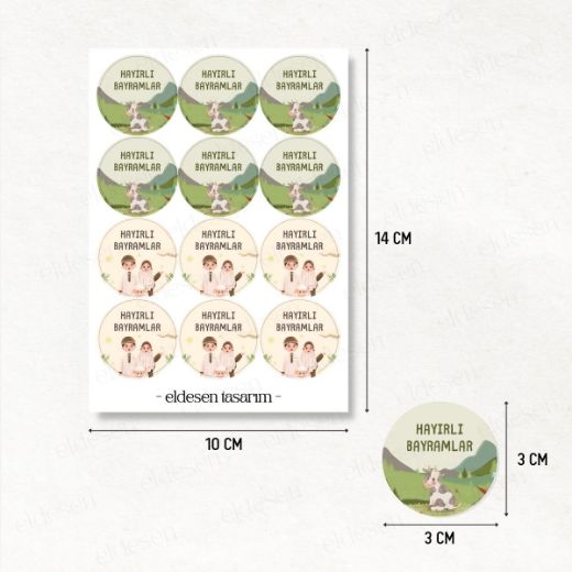 12 Adet Bayram Tebrik Etiketi resmi