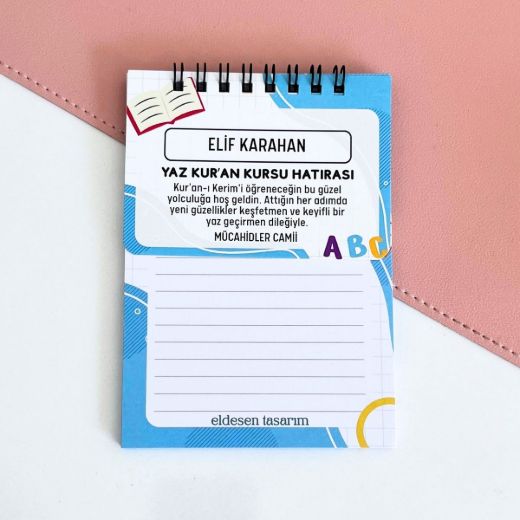 Çocuklu Defter İsme Özel Yaz Kur'an Kursu Hediyesi resmi