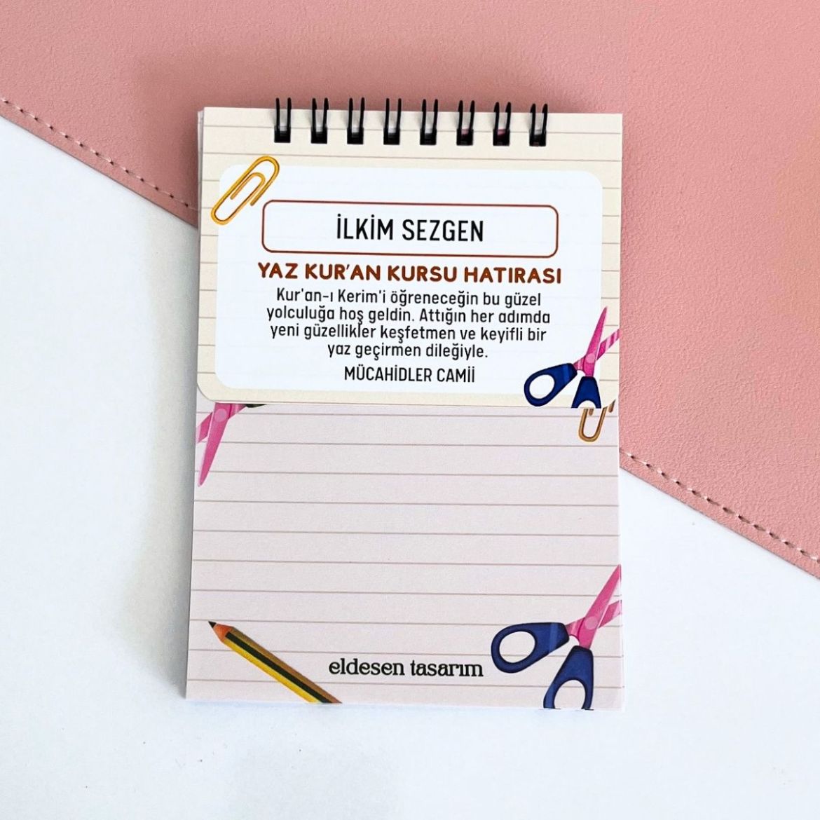 Makaslı Defter İsme Özel Yaz Kur'an Kursu Hediyesi resmi