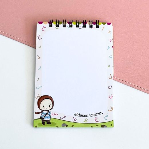 Elifba’lı Kız Çocuklu Defter İsme Özel Yaz Kur'an Kursu Hediyesi - kopyala resmi