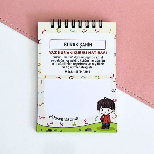 Elifba’lı Erkek Çocuklu Defter İsme Özel Yaz Kur'an Kursu Hediyesi resmi