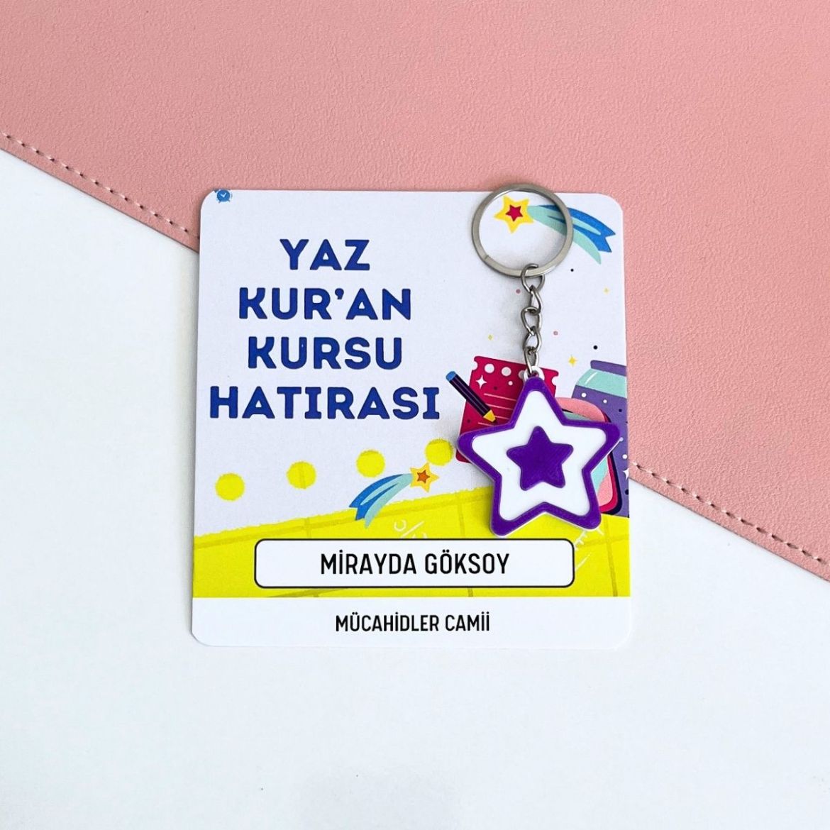 Yıldızlı Anahtarlık İsme Özel Yaz Kur'an Kursu Hediyesi resmi